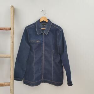 Ashley Stewart Dark Blue Zip Up Jean Jacket Size 14W